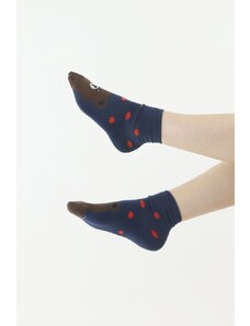 Moraj Zábavné ponožky Bear modré s červenými puntíky