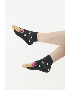 Moraj Zábavné ponožky Bear černé s bílými puntíky