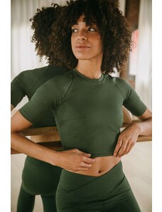 Osirisea Elbow Length Workout Crop Top - Green