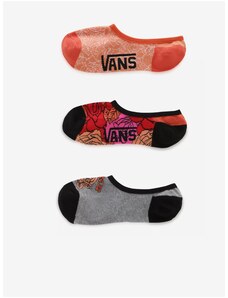 Sada tří párů dámských květovaných ponožek v černé a červené barvě VANS R - Dámské