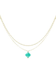 ORNAMENTI Pozlacený náhrdelník Turquoise Clover gold