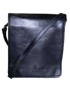 PRAGATI Pánská kožená taška přes rameno Černá it-006