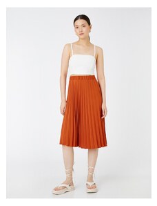 Koton Pleated Midi Skirt with Elastic Waist