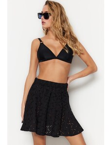 Trendyol Black Mini Weave and Ruffled Skirt