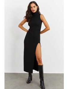 Cool & sexy dámské černé midi rybářské šaty