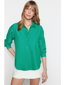 Trendyol Green Loose Fit Woven Cotton Shirt