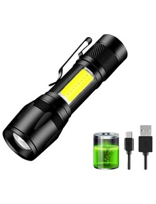 IZMAEL Mini LED baterka s USB nabíjaním-Čierna