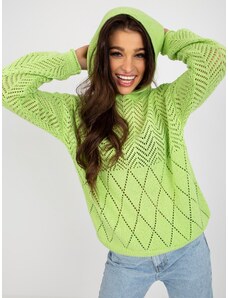 Fashionhunters Světle zelený prolamovaný letní svetr s dlouhými rukávy