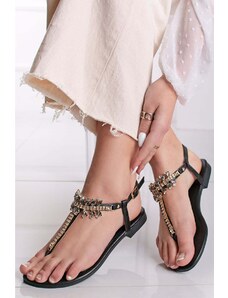 Ideal Černé nízké sandály s kamínky Jade