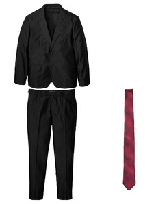 bonprix Oblek (3dílná souprava): sako, kalhoty kravata Černá