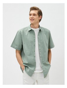 Koton 3sam60002hw 786 Green Men's Cotton Woven Tops Shirts