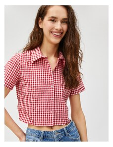 Koton Crop Shirt Plaid Short Sleeves With Buttons