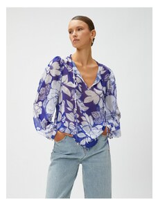 Koton Floral V-Neck Chiffon Blouse