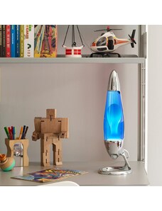 Mathmos Neo, originální lávová lampa, 1x20W, stříbrná s modrou tekutinou a tyrkysovou lávou, výška 42cm