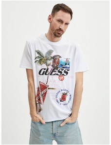 Bílé pánské tričko Guess Nautica Collage - Pánské
