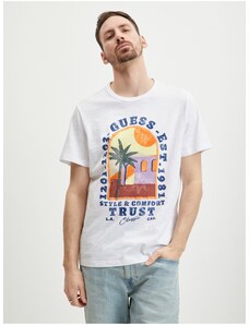 Bílé pánské tričko Guess Palm Window - Pánské