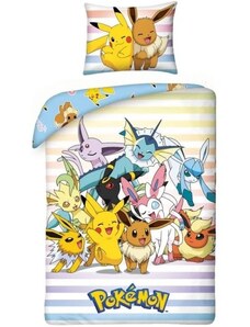 Halantex Bavlněné ložní povlečení Pokémoni - Pikachu a Eevee - 100% bavlna - 70 x 90 cm + 140 x 200 cm
