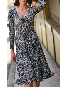 Šedé leopardí šaty Sosandar, velikost S