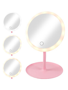B&G Home B58736 Nabíjecí LED zrcadlo kulaté 18x27,5 cm růžové