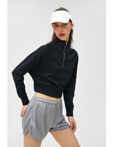 Koton Crop Sweatshirt Half Zipper Modal Blended