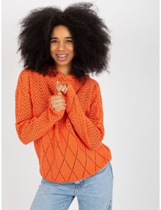 Fashionhunters Oranžový dámský letní svetr s kapucí