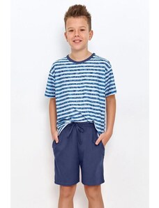 Taro Chlapecké pyžamo pro starší Noah modré s pruhy