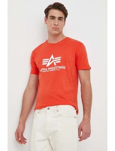 Bavlněné tričko Alpha Industries červená barva, s potiskem, 100501.577-AtomicRed