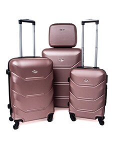 Rogal Zlato-růžová sada 4 luxusních skořepinových kufrů "Luxury" - vel. S, M, L, XL