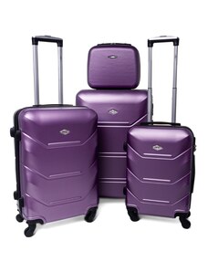 Rogal Fialová sada 4 luxusních skořepinových kufrů "Luxury" - vel. S, M, L, XL