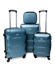 Rogal Tmavě tyrkysová sada 4 luxusních skořepinových kufrů "Luxury" - vel. S, M, L, XL