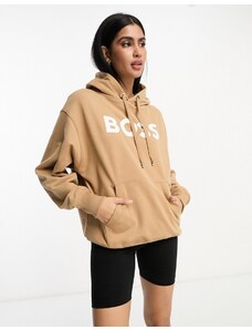 BOSS Orange Econy large logo oversized hoodie in medium beige-Neutral