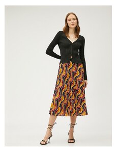 Koton Pleated Midi Skirt with Elastic Waist