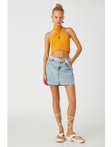 Koton Mini Denim Skirt Low Waist With Belt