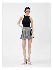 Koton Pleated Mini Skirt with Contrast Detail Belt.