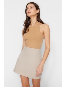 Trendyol Beige Basic High Waist A-line Mini Length Woven Skirt