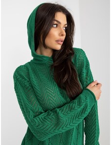 Fashionhunters Zelený prolamovaný letní svetr s kapucí
