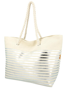 Linea Moda Barebag Velká moderní plážová taška stříbrná 5723