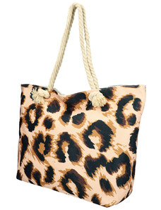 Linea Moda Velká plážová taška v leopardím designu HB013 meruňková