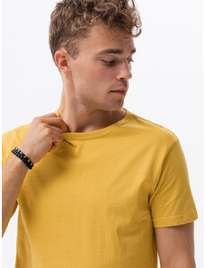 Ombre Clothing Pánské tričko bez potisku - žlutá S1370