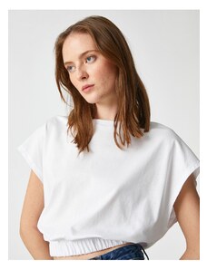 Koton Crop T-Shirt with Elastic Waist Batteries Collar Cotton