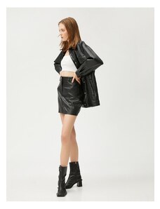 Koton Crocodile Faux Leather Mini Skirt