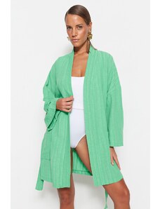 Trendyol Mini Woven Kimono & Caftan with Green Belt