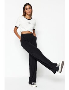 Trendyol Black Wide Leg/Casual Fit High Waist Flexible Knitted Pants