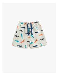 Koton Fish Printed Shorts with Tie Waist
