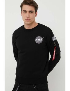 Mikina Alpha Industries Space Shuttle Sweater pánská, černá barva, s potiskem, 178307.03-Black