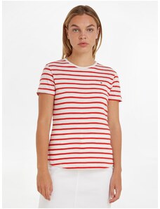 Bílo-červené dámské pruhované tričko Tommy Hilfiger - Dámské