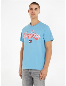 Tommy Hilfiger Světle modré pánské tričko Tommy Jeans - Pánské