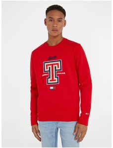 Tommy Hilfiger Červená pánská mikina Tommy Jeans Modern Sport T Crew - Pánské