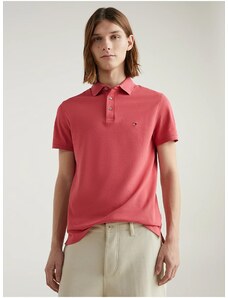 Tmavě růžové pánské polo tričko Tommy Hilfiger 1985 Slim Polo - Pánské