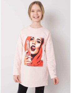 Fashionhunters Světle růžová tunika pro dívku z bavlny